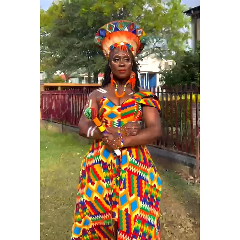 4 in 1 Orange and Blue Zulu Hat I Large Zulu Hat African Hat Isicholo African Bucket Hat Orange Zulu Hat Zulu Basket HatAfrican Crown image 4