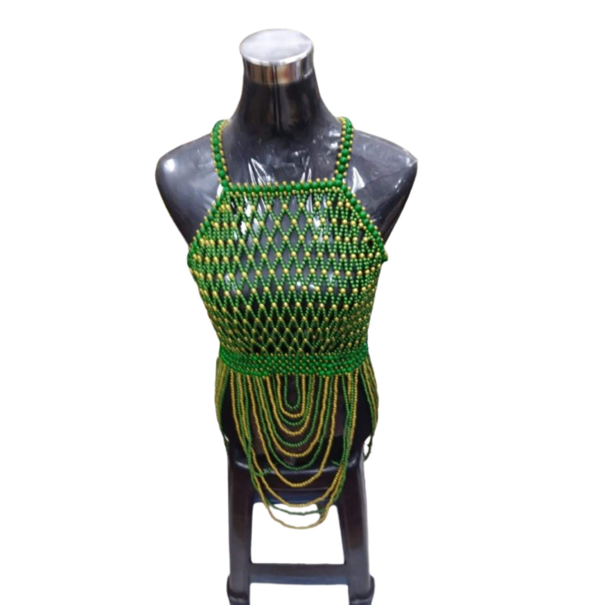Gilet zoulou coloré 3 en 1 | Perles zoulou faites à la main | Tour de cou en perles zoulou | gilet perlé zoulou | Gilet africain perlé - France