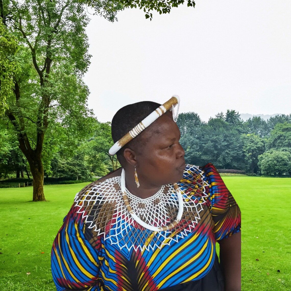 Gold and White Zulu Full Beaded Necklace |handmade Zulu Beadsl Zulu ...