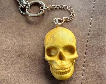 THE SEEKER, Gold Skull Bag Charm, Handcrafted Keychain, Key ring, Gothic Gift, Lipple Nicker art
