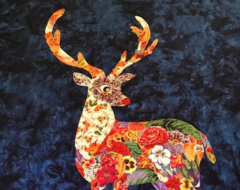 Trudi, the Collage Art Quilt Reindeer Digital Download Pattern PDF