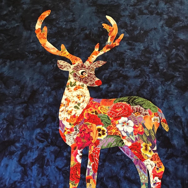Trudi, the Collage Art Quilt Reindeer Digital Download Pattern PDF