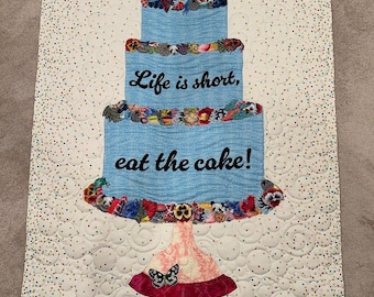 Birthday Cake Art Quilt Pattern: Collage Wall Hanging (PDF Pattern)