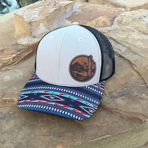 Western Aztec Cactus Leather Patch Hat