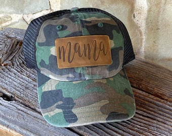 Mama Leather Engraved Hat