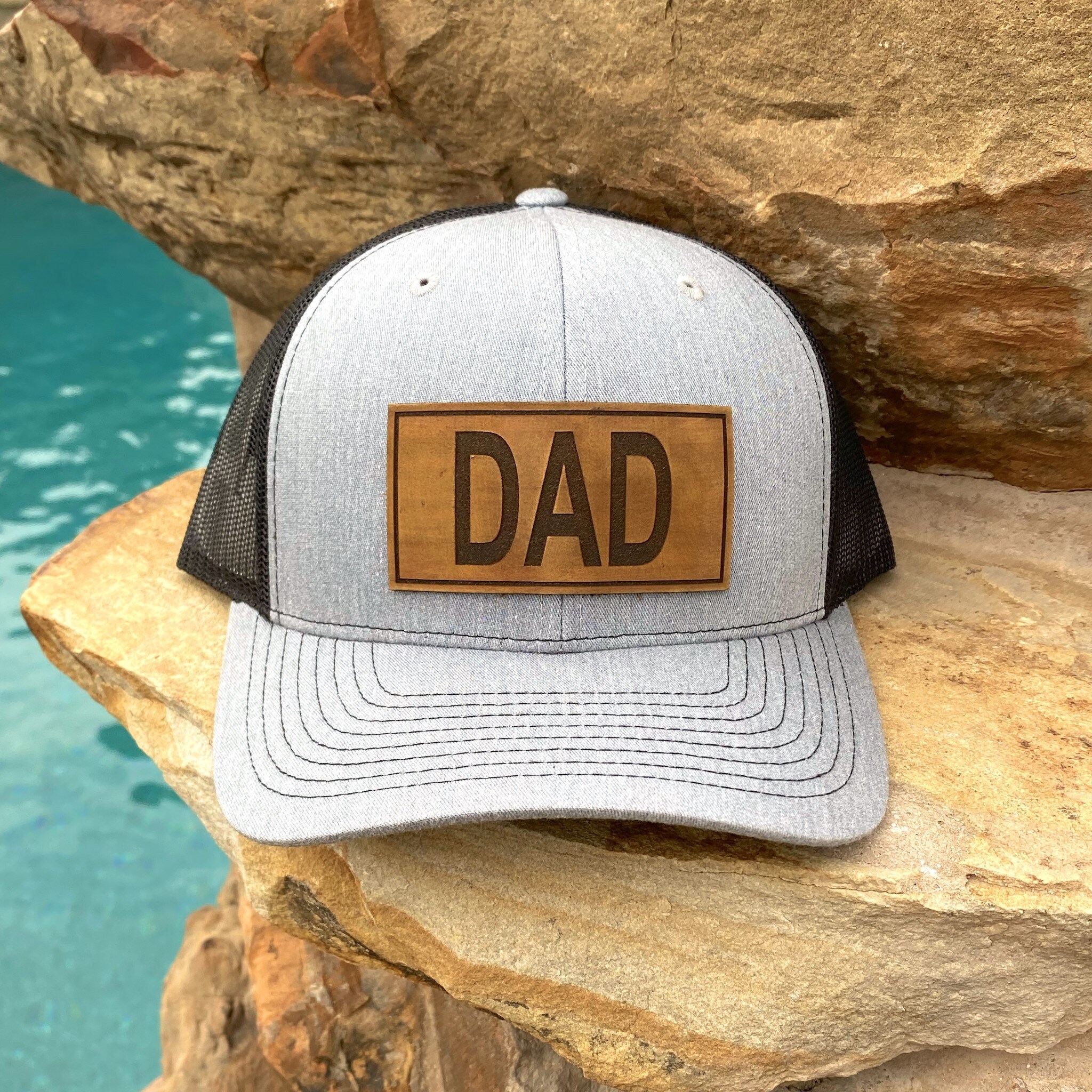 Dad Leather Patch Hat | Etsy