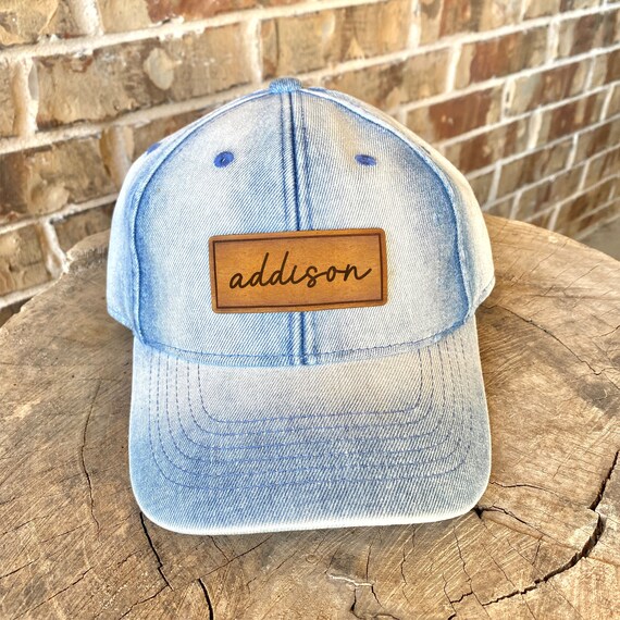 Light Blue and Tan Baseball Cap with Leather Patch Rawlings Leather Patch Snapback Hat: RWHLP – Diamond Sport Gear main image 3