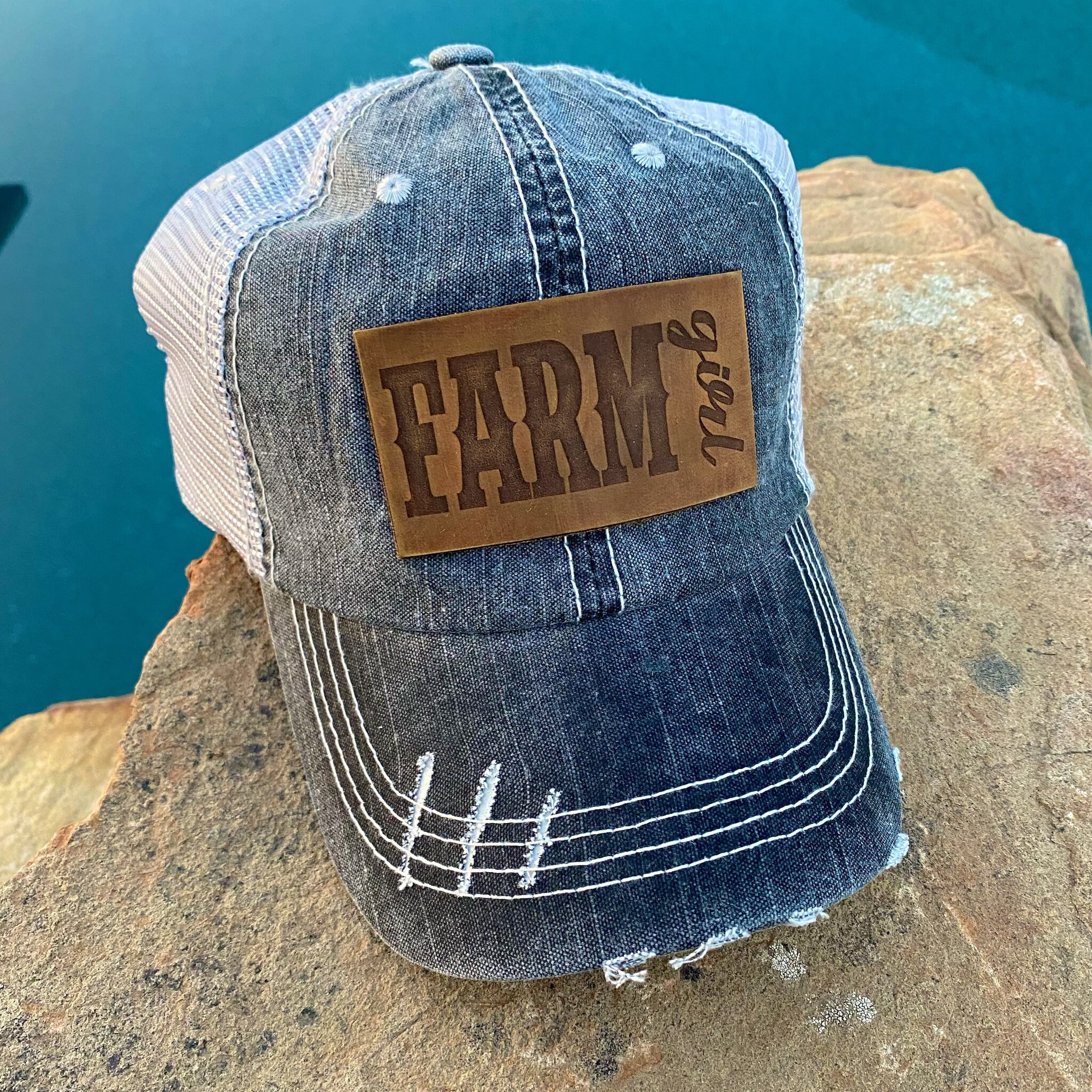 Farm Girl Leather Engraved Hat Etsy