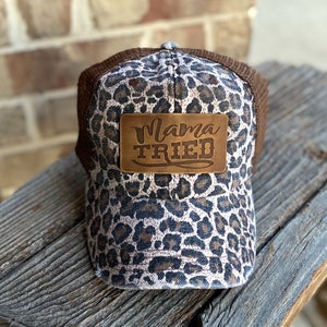 Mama Tried Leather Engraved Hat