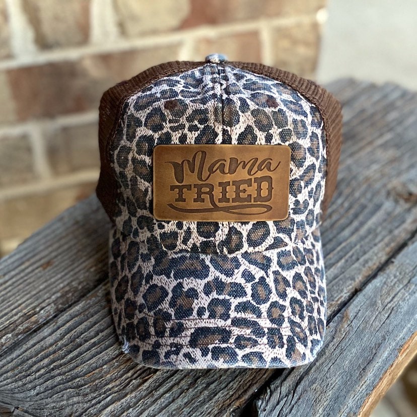 Mama Tried Leather Engraved Hat