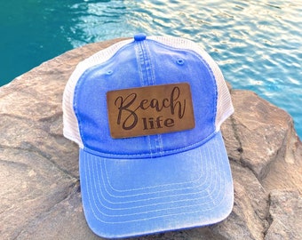 Beach Life Leather Patch Hat