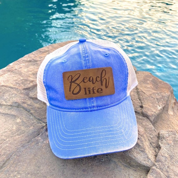 Beach Life Leather Patch Hat - Etsy