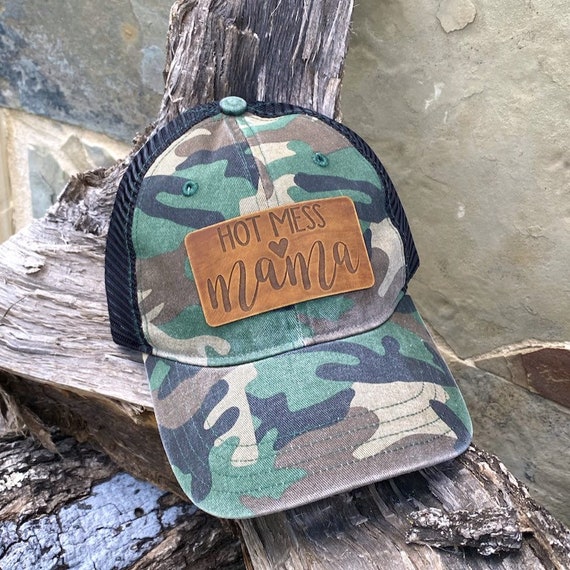 Hot Mess Mama Leather Patch Camo Hat 