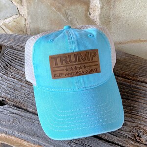 Trump Leather Patch Hat lagoon