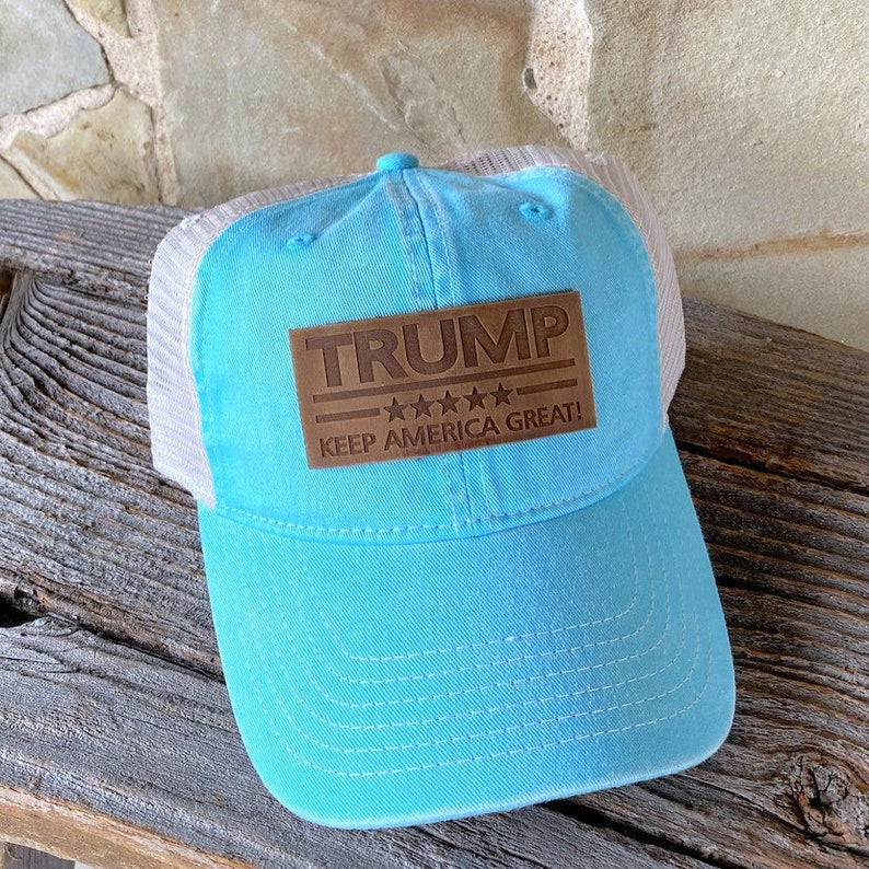 Trump Leather Patch Hat lagoon