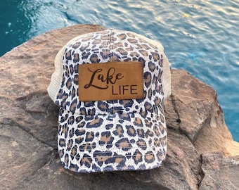 Lake Life Leather Engraved Hat