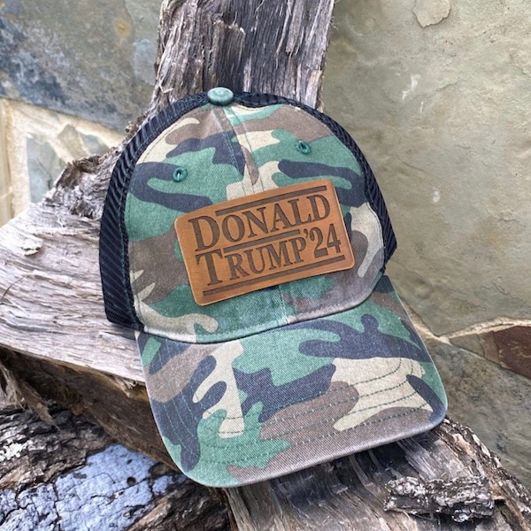 Donald Trump 2024 Leather Patch Camo Hat