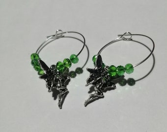 Moulin Rouge Green Fairy Inspired Hoop Earrings