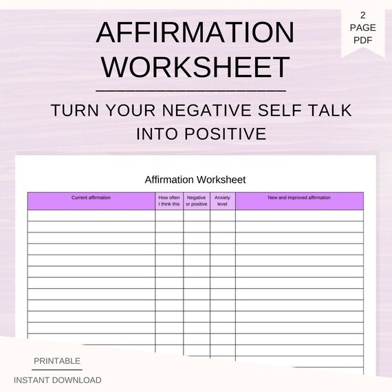 Positive Affirmation Printables for Mental Health | Etsy