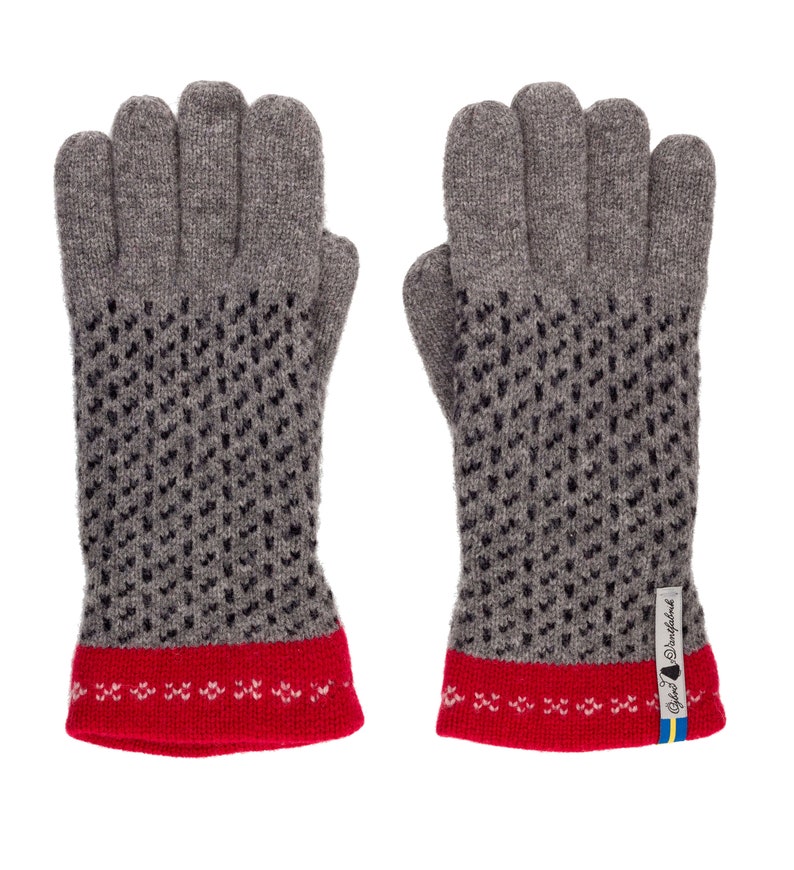 Merino Wool Gloves by Ojbro Vantfabrik Skaftö Pattern Gra (Grey)