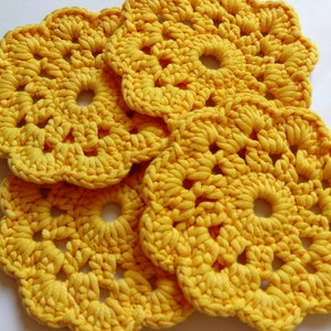 Bright Yellow Crochet Coasters