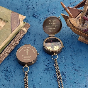 First Communion Gift, Baptism Gift, Confirmation Gift, First Holly Communion Gift, Personalized Compass, Custom Engraved Compass