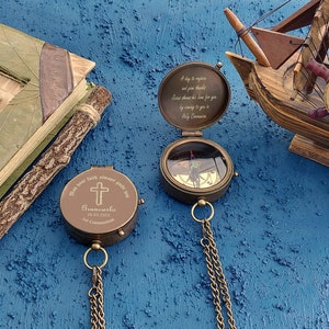 Confirmation Gift, Baptism Gift, First Communion Gift, First Holly Communion Gift, Personalized Compass, Custom Engraved Compass