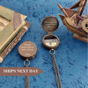 Anniversary Gift for Him, Romantic Gifts for Couple, Nordic Compass Gifts, Anniversary Gift for Husband, Viking Vegvisir Engraved Compass