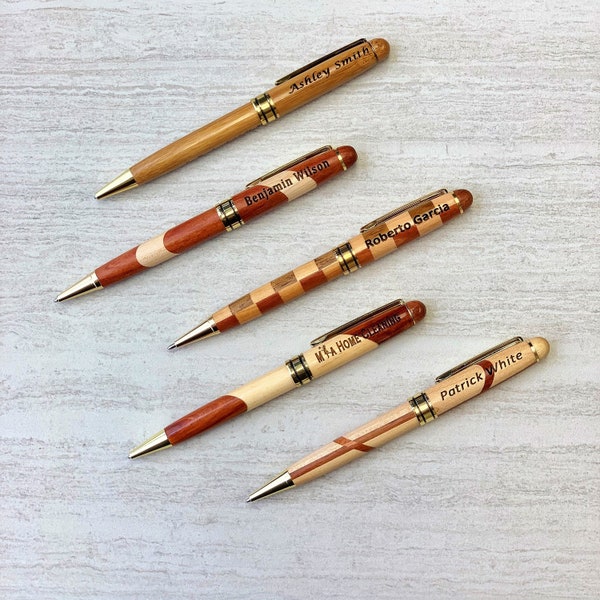 Personalized Engraved Wood Ballpoint Pen, FREE Gift Box Engraving, Custom Pens, Bamboo Pen, Maple Pen, Rosewood Pen, Wedding Doctor Gifts