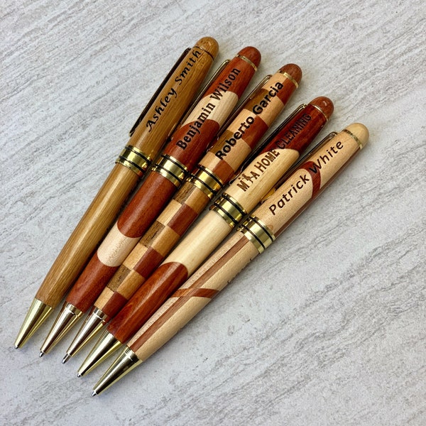 PERSONALIZED Exotic NATURAL Wood Pen, Engraved Wooden Pens, Rosewood Pens, Multi Color Pens, Laser Engraving Beautiful NEVER get Erased