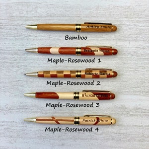 PERSONALIZED Exotic NATURAL Wood Pen, Engraved Wooden Pens, Rosewood Pens, Multi Color Pens, Laser Engraving Beautiful NEVER get Erased image 2