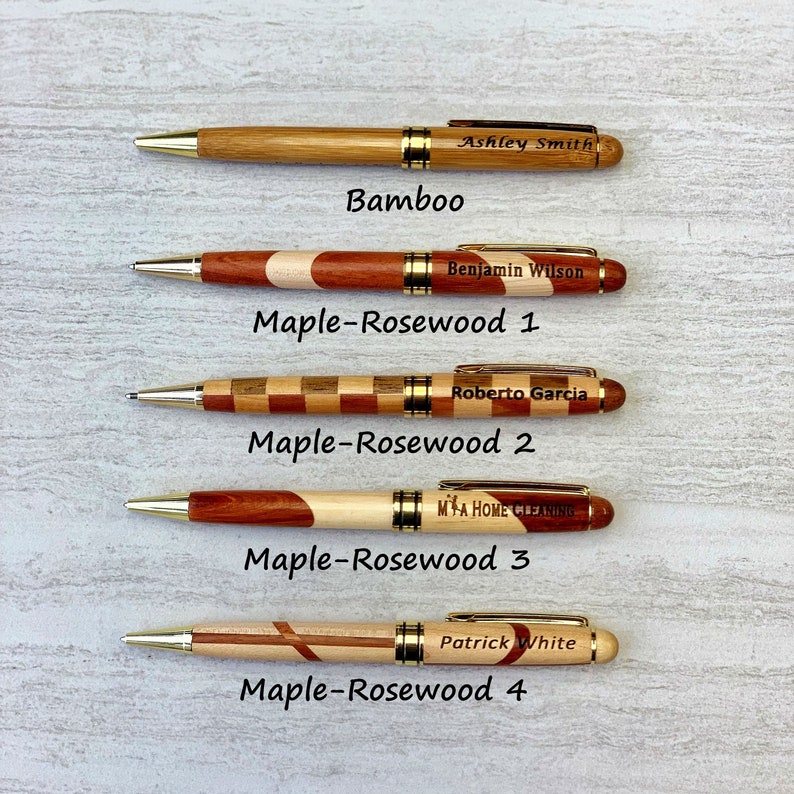 PERSONALIZED Exotic NATURAL Wood Pen, Engraved Wooden Pens, Rosewood Pens, Multi Color Pens, Laser Engraving Beautiful NEVER get Erased image 2