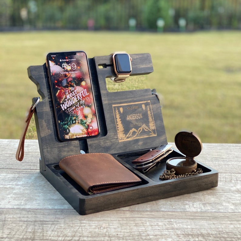 Brown color and made of the great quality wood docking station will help your men keep their place neater this will be the best valentine gift