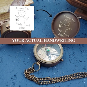 Personalisierter gravierter Arbeitskompass mit benutzerdefinierter Handschrift, Geschenk für Männer Jubiläum, Geschenke für Vater Geburtstag
