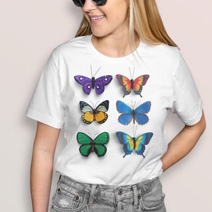 Butterfly Shirt, Butterflies Tshirt, Graphic Tee for Women, Aesthetic Shirt, Retro Vintage Inspired, Gift for Her, Plus Size Available
