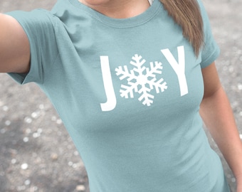 Joy Shirt, Christmas Shirt, Holiday Tee, Christmas Snowflake Tshirt, Xmas Shirt, Joyful Graphic Tee, Winter shirt, Graphic Tees for Women