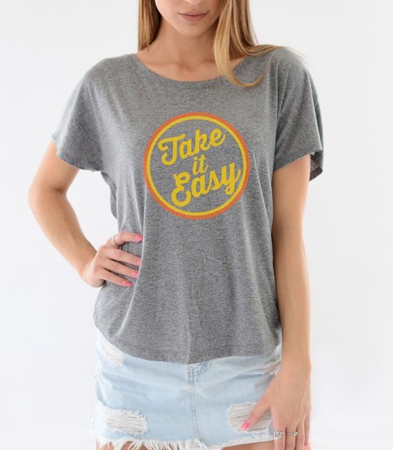 Take It Easy Retro T Shirt Womens Triblend Tshirt Graphic Etsy