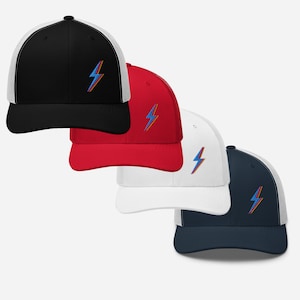 Lightning Bolt Hat, Embroidered, Retro Trucker Hat for Women and Men, Lightning Hat, Baseball Cap, Mesh Snap Back