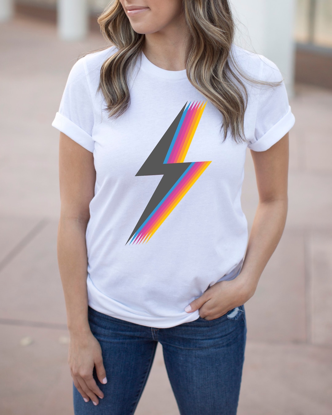 Lightning Bolt Tshirt, Unisex Graphic Tees, Womens Retro T