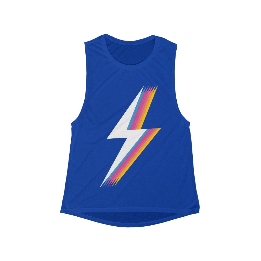 Lightning Bolt Tank, Womens Tank, Retro Graphic Tank, Muscle