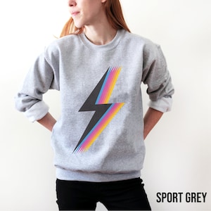 Sweatshirt, sweatshirt women, retro sweatshirt, graphic sweatshirt, lightning bolt, pullover, sweater, jumper, clothing men, plus size