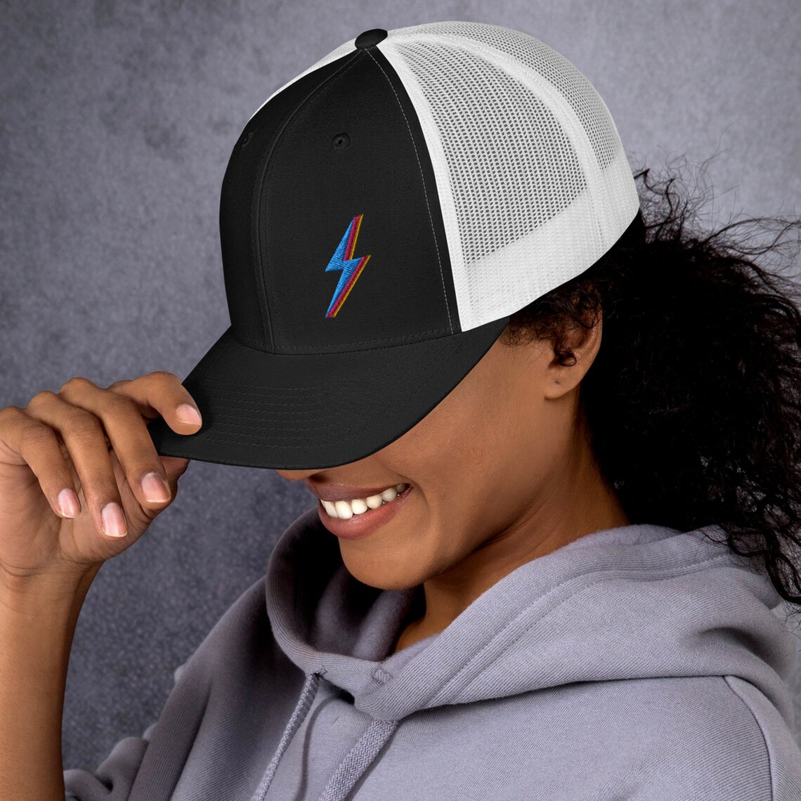 Lightning Bolt Hat Embroidered Retro Trucker Hat for Women Etsy