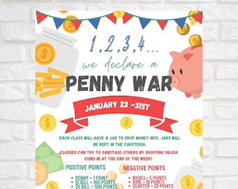 PTO Templates | Penny Wars Flyer | Printable Instant Download | Editable PTO Flyer