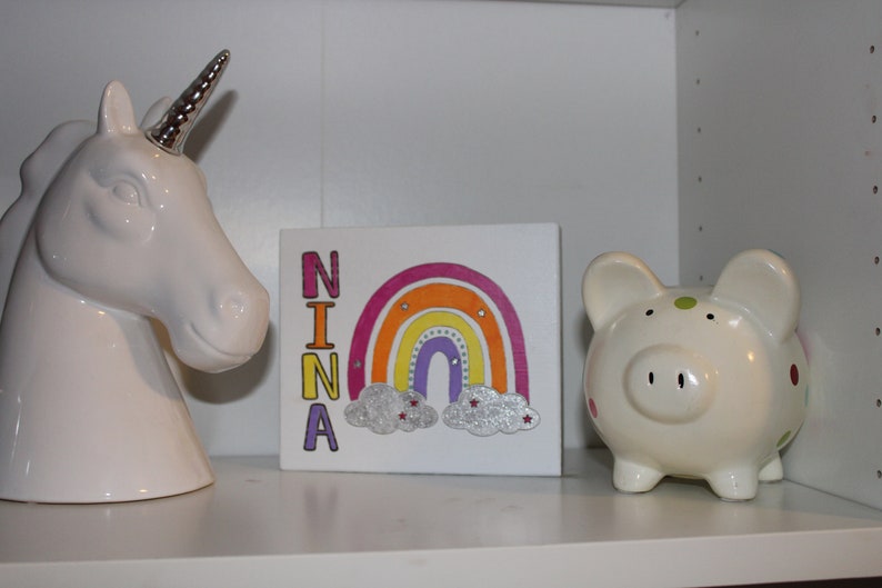 rainbow sign kids sign customizable name sign bookcase sign