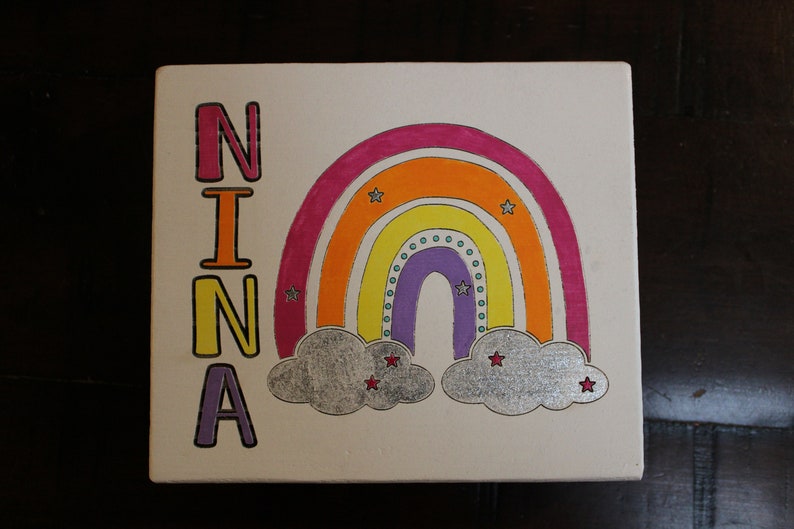 rainbow sign kids sign customizable name sign bookcase sign