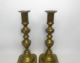Antique Brass Candlestick Holders - Vintage Brass Candlesticks - Cottagecore