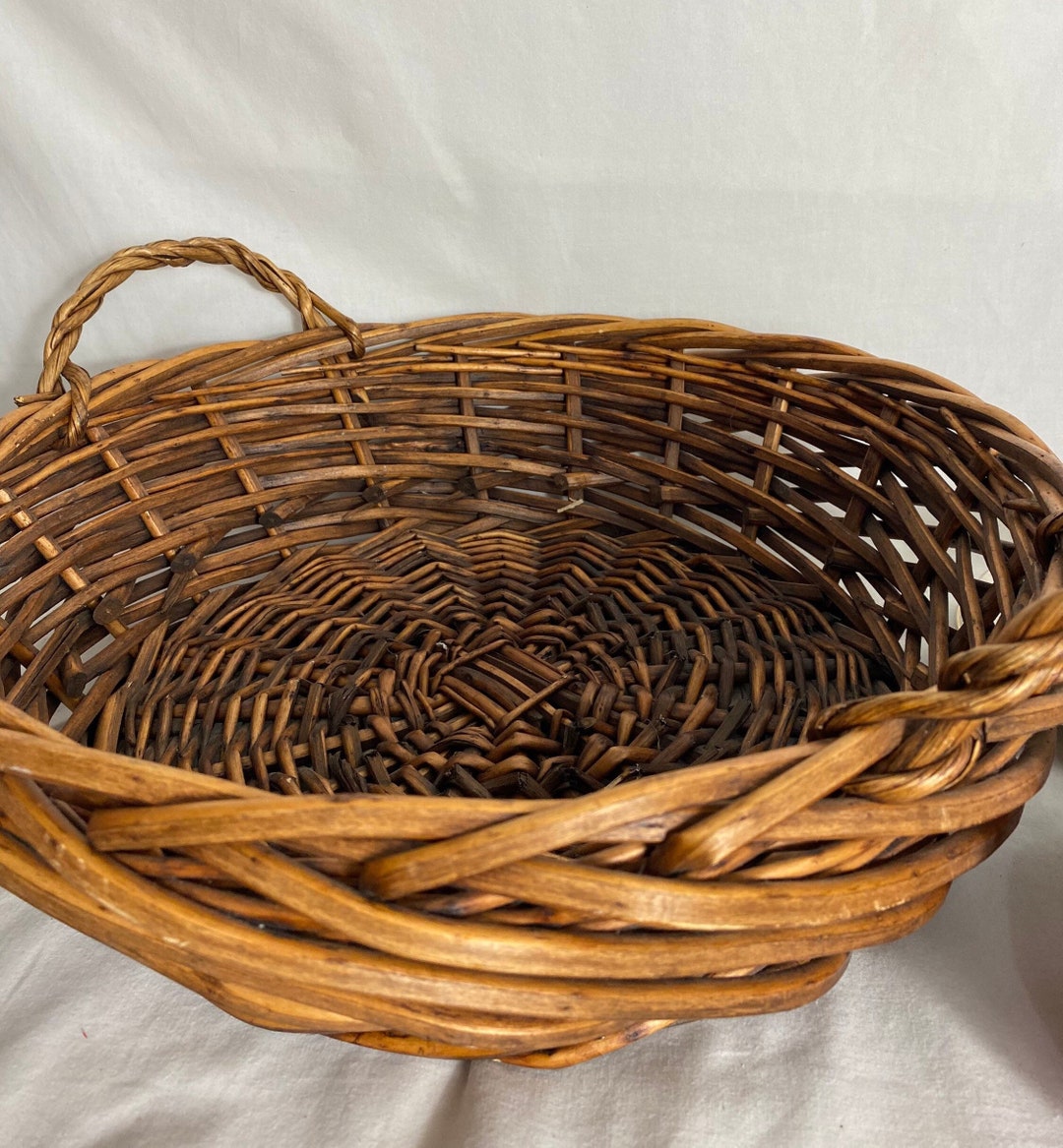 Vintage Basket Round Basket Storage Basket Log Basket Rustic Etsy
