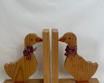 Sujetalibros vintage - Patos de madera vintage - Sujetalibros de madera vintage - Lindo pato en forma - Decoración de la guardería - decoración para niños 8" GC