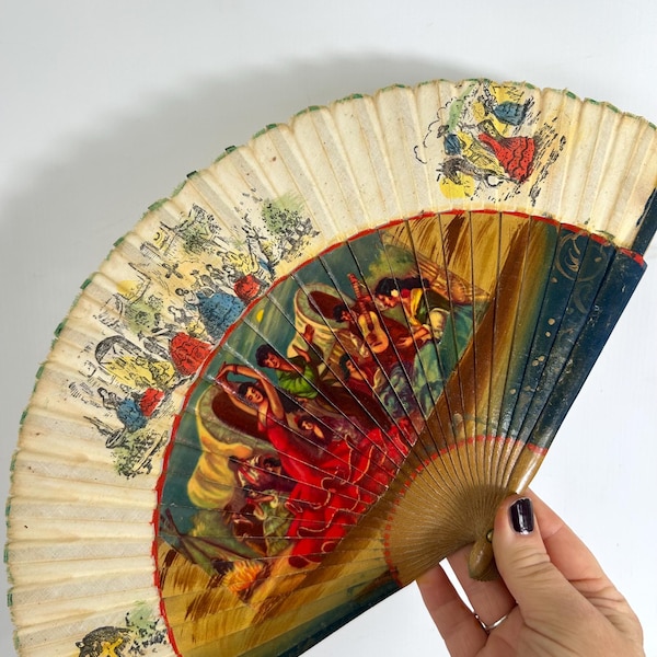 Abanico de mano flamenco español vintage - Decoración de pared estilo boho - Años 50