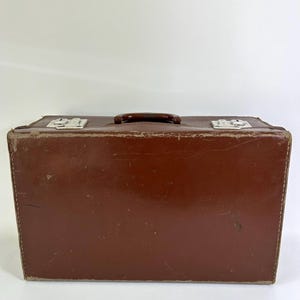 Small Vintage Suitcase - 1950s - Brown Suitcase  - Display - Storage - Wedding - Prop - Travel - 18” GC